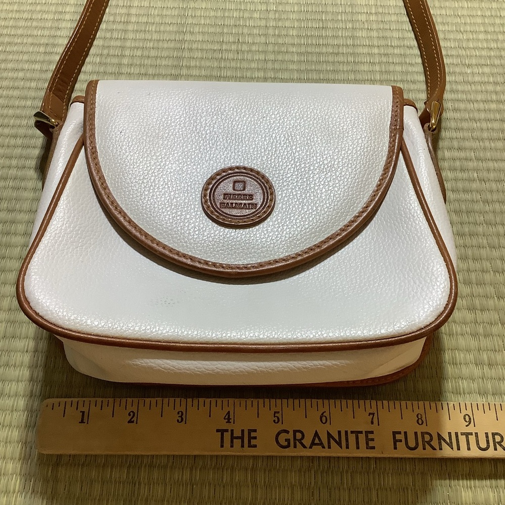 Vintage Pierre Balmain Purse White and Brown Leather Crossbody Bag - Picture 6 of 11